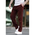 Madmext Bordo Müslin Kumaş Erkek Basic Pantolon, Relaxed Kalıp, Boru Paça, Yüksek Bel, M Beden