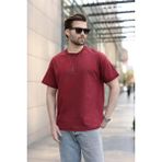 Madmext Bordo Nakış Detaylı Erkek T-Shirt E7112 - 2XL