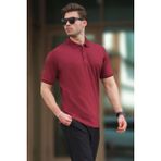 Madmext Bordo Overfit Kısa Kollu Polo Yaka Erkek Tişört 7029
