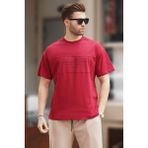Madmext Bordo Oversize Bisiklet Yaka Baskılı Erkek Tişört 7018 - 2XL