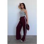 Madmext Bordo Şerit Detaylı Bol Paça Kadın Pantolon MG2441