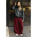 Madmext Bordo Stoperli Barrel Fit Şardonlu Kadın Eşofman Altı MG2687