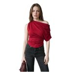 Madmext Bordo Tek Omuz Modern Kesim Şık Kadın Bluz Mg2669,Bordo L