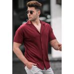 Madmext Bordo Uzun Kol Slim Fit Erkek Gömlek Düz Desen %65 Pamuk %35 Polyester 5500 - XL