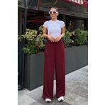 Madmext Bordo Yüksek Bel Rahat Kesim Geniş Paça Kadın Pantolon MG2309
