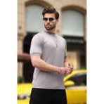 Madmext Boyalı Gri Düz Bisiklet Yaka Basic Erkek Tişört E7129 - 2XL
