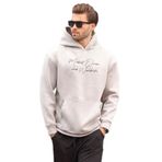 Madmext Boyalı Gri Kapüşonlu Cep Detaylı Baskılı Erkek Sweatshirt 7064,Boyalı Gri 2XL