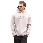 Madmext Boyalı Gri Kapüşonlu Cep Detaylı Baskılı Erkek Sweatshirt 7064,Boyalı Gri XL