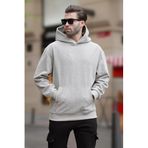 Madmext Boyalı Gri Kapüşonlu Cep Detaylı Polar Erkek Sweatshirt 7093,Boyalı Gri L
