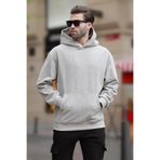 Madmext Boyalı Gri Kapüşonlu Cep Detaylı Polar Erkek Sweatshirt 7093,Boyalı Gri M