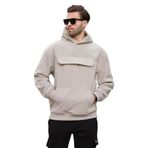Madmext Boyalı Gri Kapüşonlu Kapaklı Cep Detaylı Polar Erkek Sweatshirt 7097,Boyalı Gri 2XL