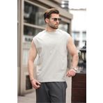 Madmext Boyalı Gri Kolsuz %100 Pamuklu Basic Erkek T-shirt E7137