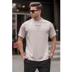Madmext Boyalı Gri Likralı Basic Erkek Tişört 6060