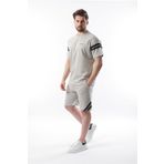 Madmext Boyalı Gri Şerit Detaylı Erkek Şort T-shirt Takım E7301