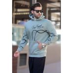 Madmext Çağla Yeşil Baskılı Kapşonlu Cep Detaylı Erkek Sweatshirt 7067