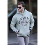 Madmext Çağla Yeşil Kapüşonlu Cep Detaylı Baskılı Erkek Sweatshirt 7068 - XL - Çağla Yeşili