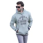 Madmext Çağla Yeşil Kapüşonlu Cep Detaylı Baskılı Erkek Sweatshirt 7068,Çağla Yeşili L