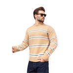 Madmext Camel Çizgili Triko Erkek Kazak E7457,Camel S