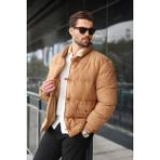 Madmext Camel Düğmeli Dik Yaka Erkek Şişme Mont E7435 - XL
