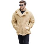 Madmext Camel Peluş Biker Erkek Ceket 6849,Camel M