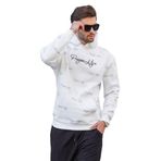 Madmext Ekru Baskılı Kapşonlu Cep Detaylı Erkek Sweatshirt 7075,Ekru 2XL
