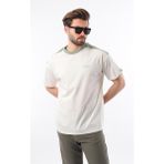 Madmext Ekru Bisiklet Yaka Baskılı Erkek Tişört E7114 - 2XL