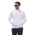 Madmext Ekru Bisiklet Yaka Nakış Detaylı Cepli Erkek Sweatshirt 7049,Ekru M