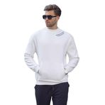 Madmext Ekru Bisiklet Yaka Nakış Detaylı Cepli Erkek Sweatshirt 7049,Ekru S