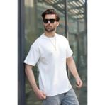 Madmext Ekru Dikiş Detaylı Regular Fit Erkek Tişört E7183