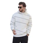 Madmext Ekru Kapüşonlu Cep Detaylı Çizgili Erkek Sweatshirt 7063,Ekru M