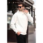 Madmext Ekru Kapüşonlu Cep Detaylı Nakışlı Erkek Sweatshirt 7050,Ekru XL