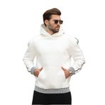 Madmext Ekru Kapüşonlu Kanguru Cep Erkek Sweatshirt E7163,Ekru 2XL