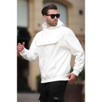 Madmext Ekru Kapüşonlu Kapaklı Cep Detaylı Polar Erkek Sweatshirt 7097,Ekru 2XL