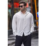 Madmext Ekru Uzun Kollu Oversize Erkek Gömlek 6735