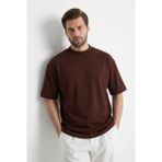 Madmext Erkek Acı Kahverengi Oversize Fit Basic Tişört 6066 - XL