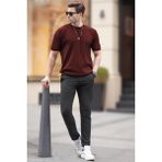 Madmext Erkek Bordo Triko Tişört 5684 - 2XL
