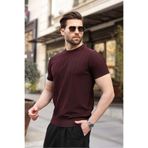 Madmext Erkek Bordo Triko Tişört 5684