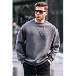 Madmext Erkek Füme Oversize Basic Sweatshirt, Bisiklet Yaka, L Beden