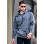 Madmext Erkek Gri Kapüşonlu Baskılı Sweatshirt, S Beden