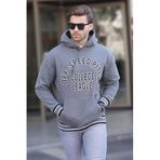 Madmext Erkek Kapüşonlu College League Baskılı Sweatshirt, Antrasit, L Beden