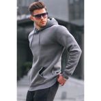 Madmext Erkek Kapüşonlu Sweatshirt, Füme, L Beden