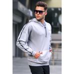 Madmext Erkek Kapüşonlu Sweatshirt, Regular Fit, Gri, L Beden