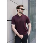 Madmext Erkek Mürdüm Polo Yaka Fermuarlı Tişört 6876 - S