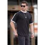 Madmext Erkek Siyah Oversize Şerit Detaylı Basic Tişört 7023 - XL