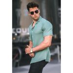 Madmext Erkek Slim Fit Mint Yeşili Kısa Kollu Gömlek %65 Pamuk %35 Polyester 5500 - 2XL