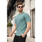 Madmext Erkek Turkuaz Triko Tişört 5684 - XL