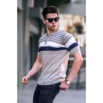 Madmext Erkek Vizon Polo Yaka Fermuarlı Tişört 5732 - S