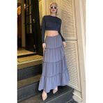 Madmext Füme Basic Pileli Kadın Uzun Etek - XS