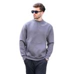 Madmext Füme Bisiklet Yaka Nakış Detaylı Cepli Erkek Sweatshirt 7049,Füme L