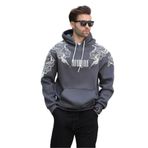 Madmext Füme Kapüşonlu Cep Detaylı Baskılı Erkek Sweatshirt 7052,Füme S